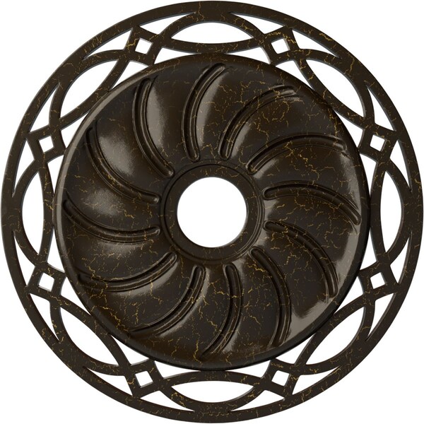 Ekena Millwork Loera Medallion (Canopies up to 6 1/4"), 26 5/8"OD x 4 1/2"ID x 1 3/8"P, Stone Hearth Crackle CM26LOSHC - main